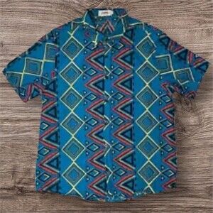 VatPave Shirt Mens Large Button Up Shirt Short Sleeve Retro